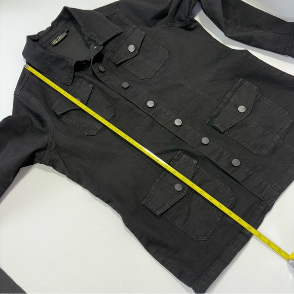 DG2 Diane Gilman Black Denim Jacket Size XL Trucker Style Stretch Pockets - Picture 9 of 9